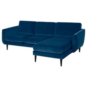 3-seat sofa with chaise longue, Djuparp dark green-blue/black