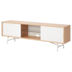 TV bench with sliding doors, bamboo
