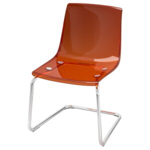 Chair, brown-red/chrome-plated
